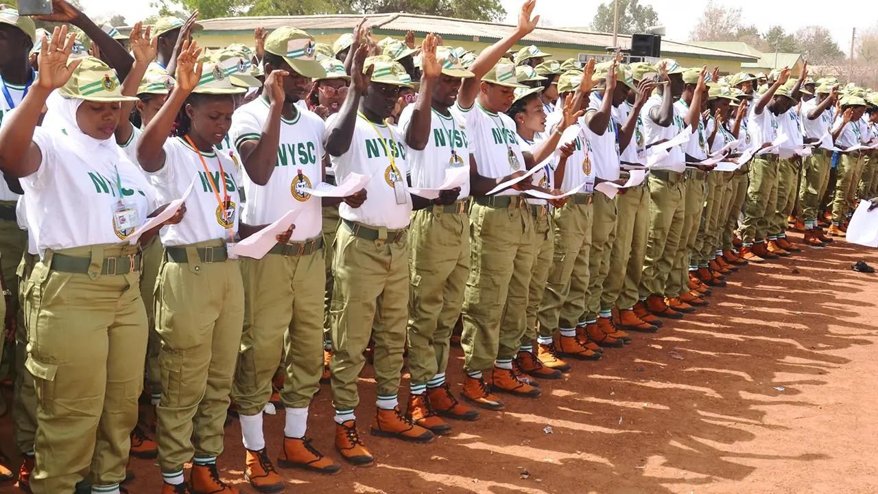 Image of NYSC corps members on parade ground.