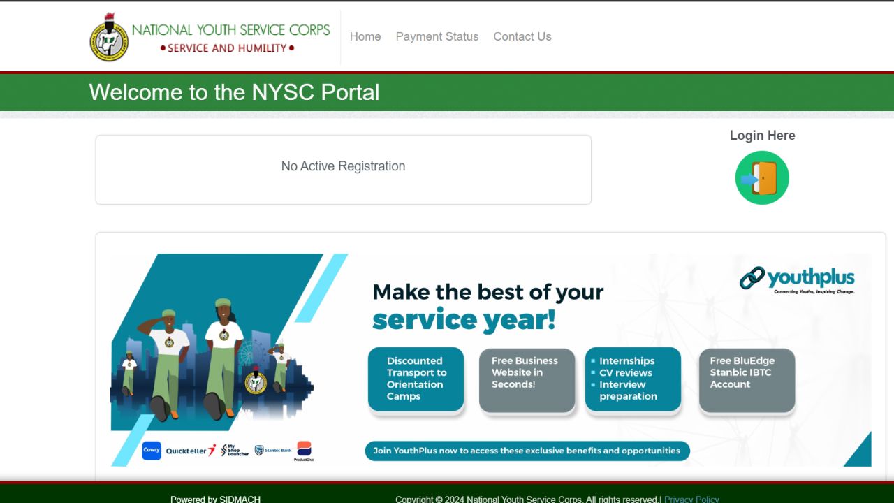 A screenshot of the NYSC portal showing the "Print Call-Up Letter" option.