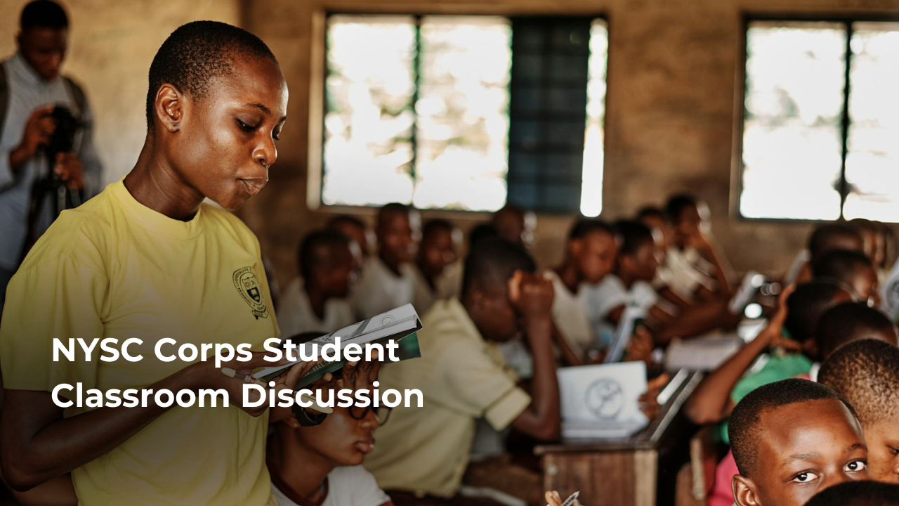 Image of a corps member presenting to students