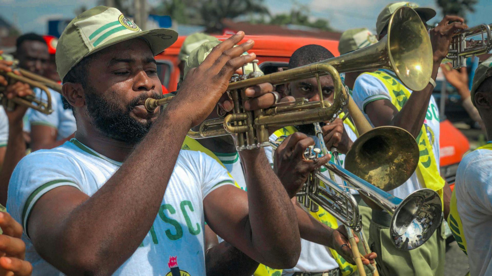 Image of corps members marching in a parade